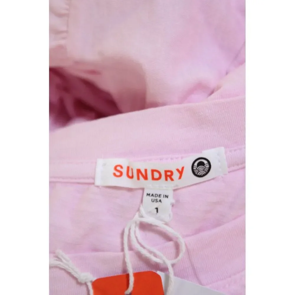 Sundry Womens Cotton Short Sleeve Casual Tiered Knee Length Dress Pink Size S